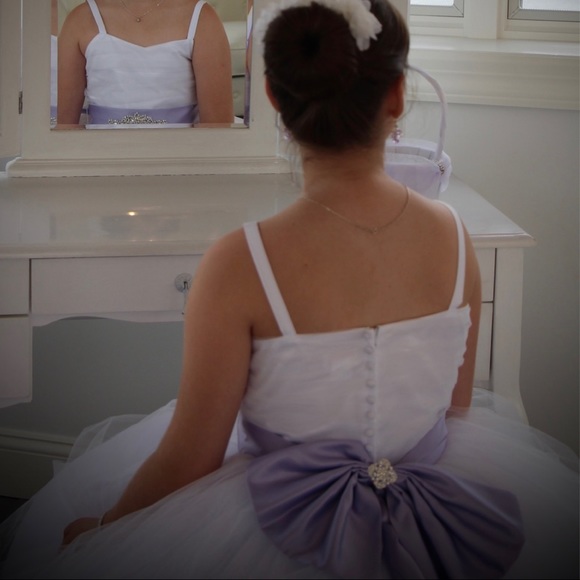 White Formal Flowergirl Dress, by Rosebud Fashions, size 12, Wedding fashions - Picture 3 of 11